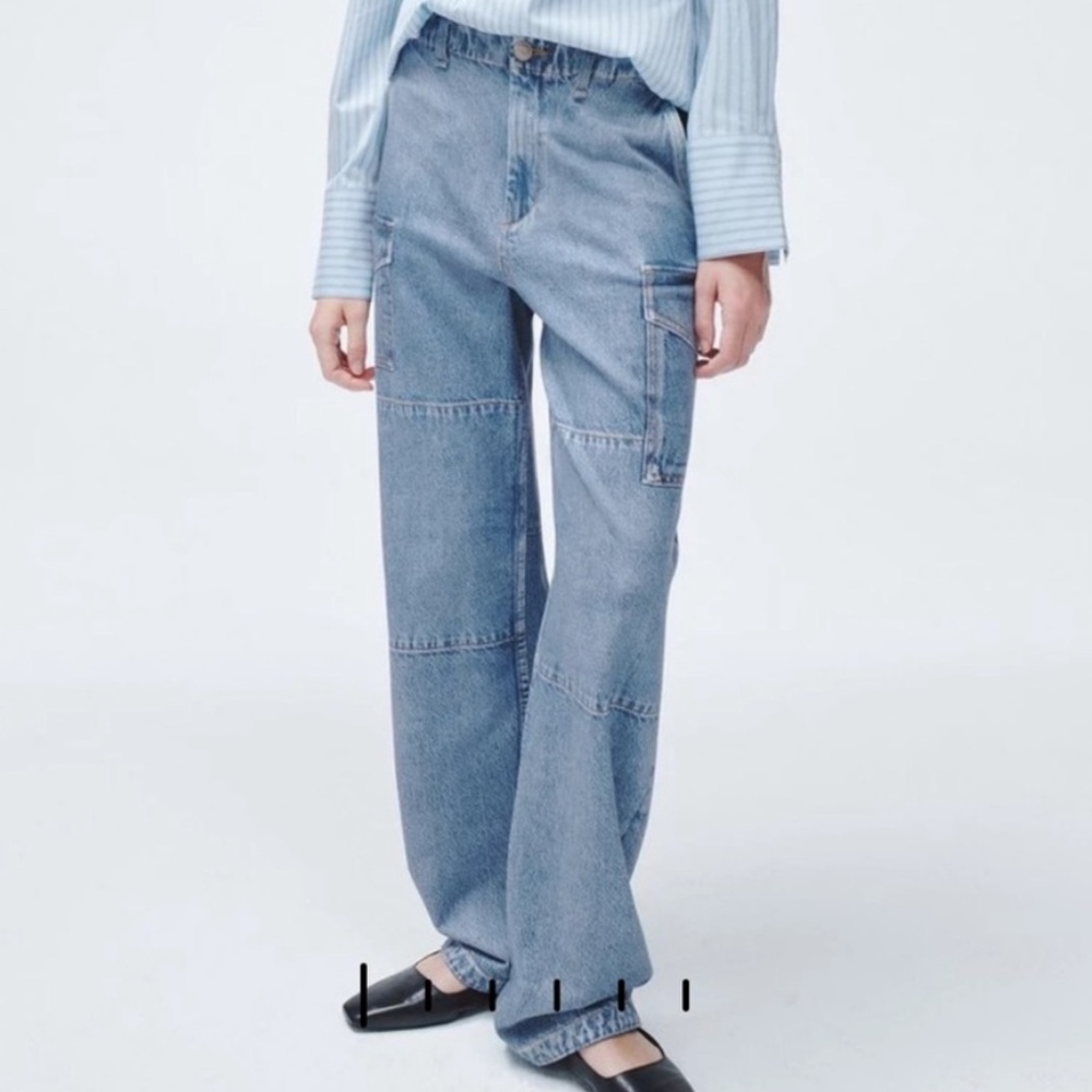 Rag & Bone The Mirimar Nora Cargo Wide Leg Sweatpant Jeans Celeste Size 27